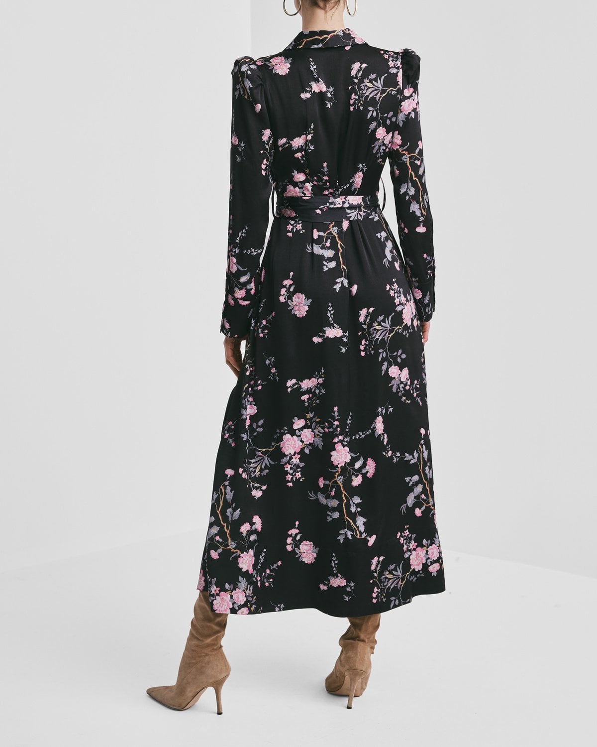 Satin Belt Dress, Midnight Garden. Image #4