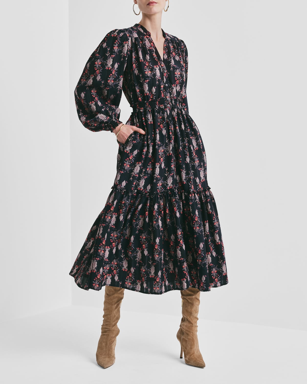 Bohemian Midi Dress, Midnight Paisley. Image #1