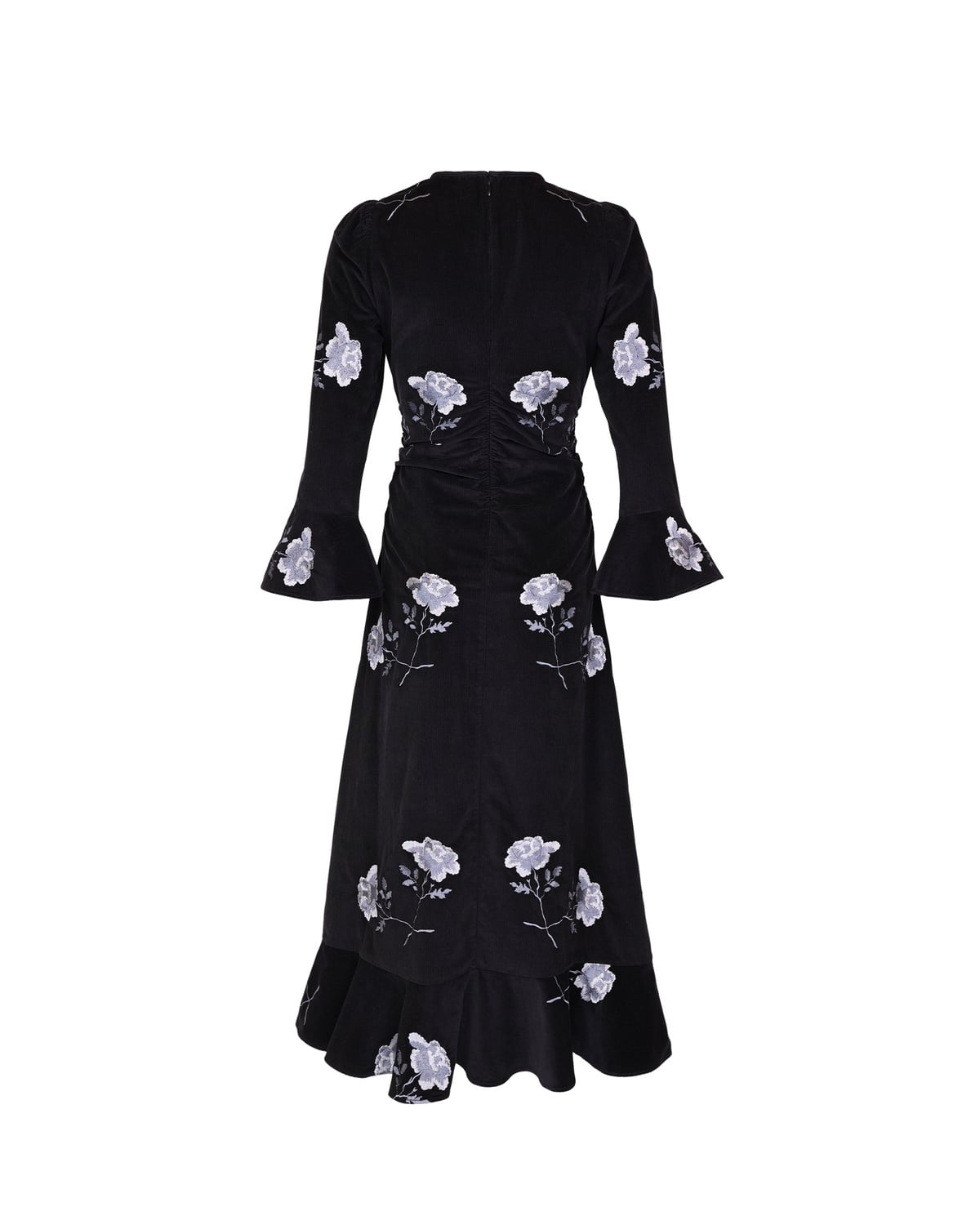 Cord Flounce Maxi Dress, Black. Image #2