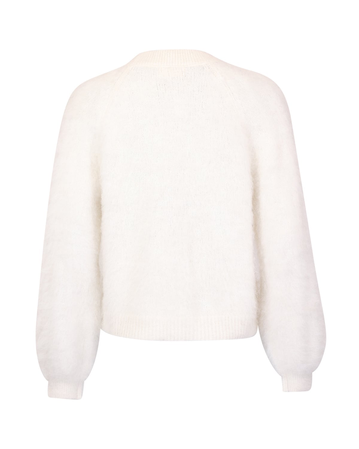 Hairy Knit V-Neck Jacket, Off White. Image #4