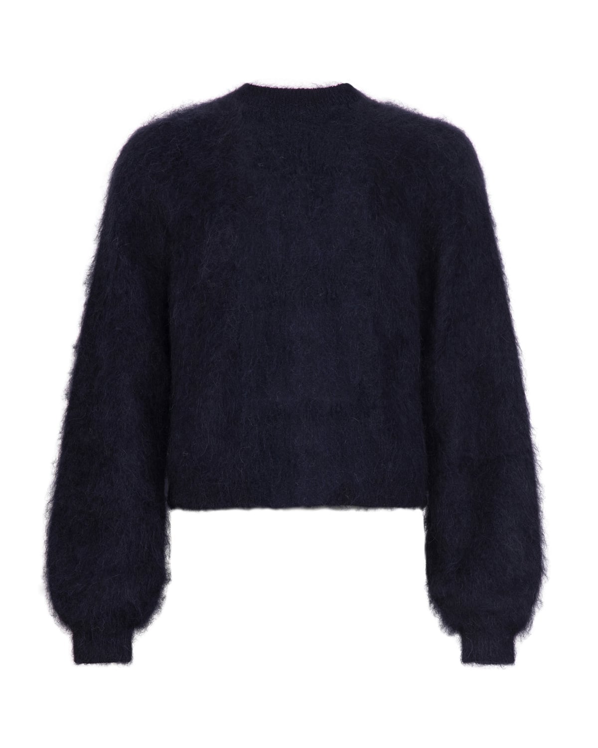 Hairy Knit V-Neck Jacket, Navy. Image #4