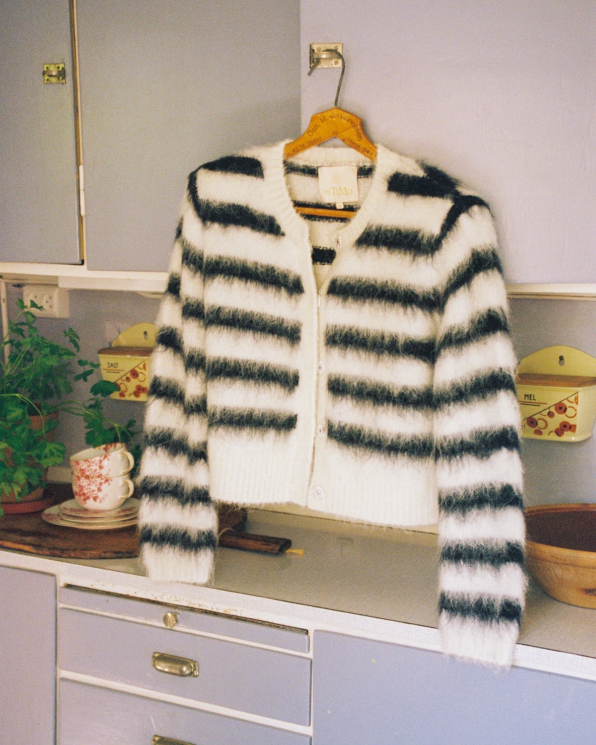 Hairy Knit Jacket, Marine Stripe. Image #1