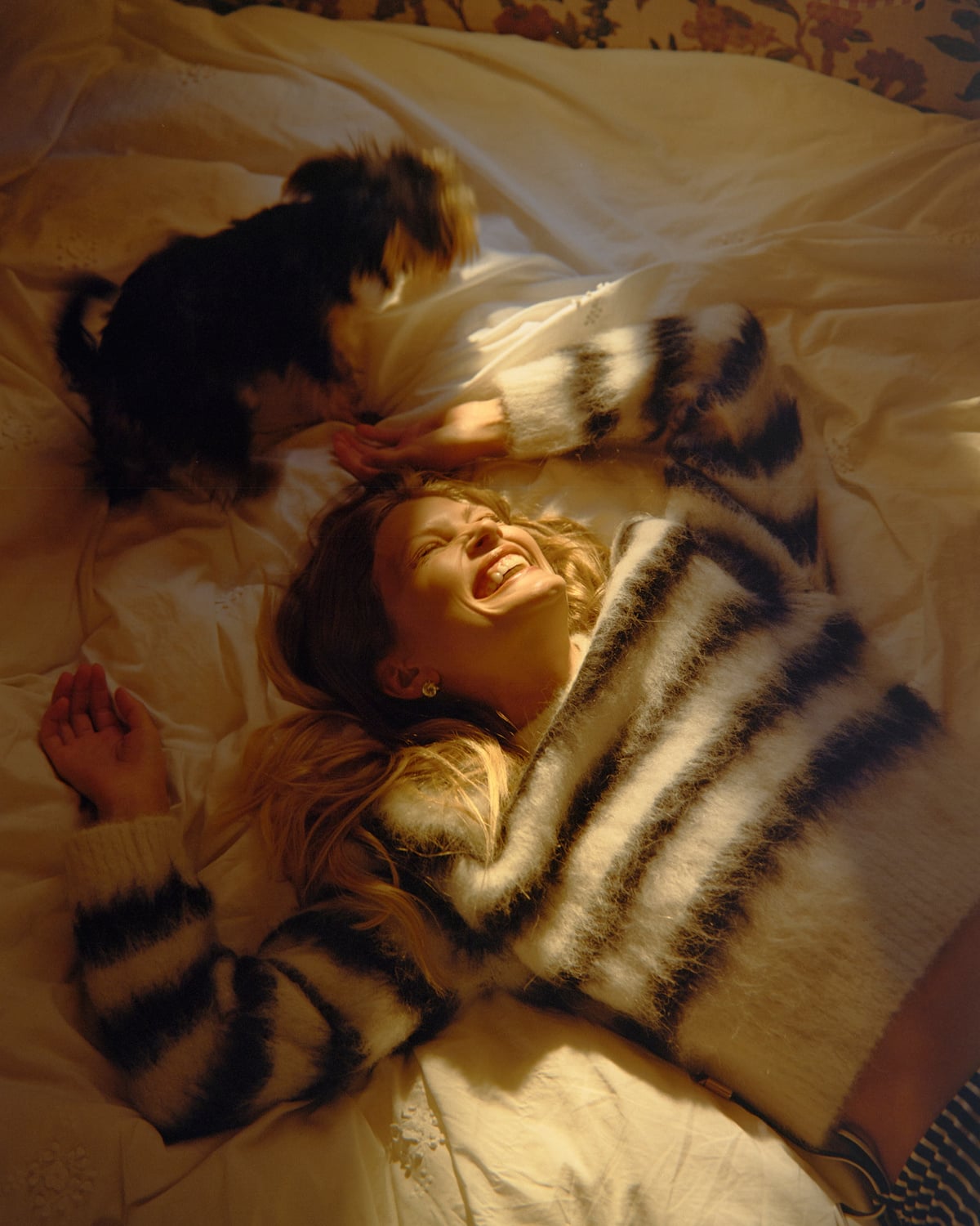 Hairy Knit Fitted Sweater, Marine Stripe. Image #2