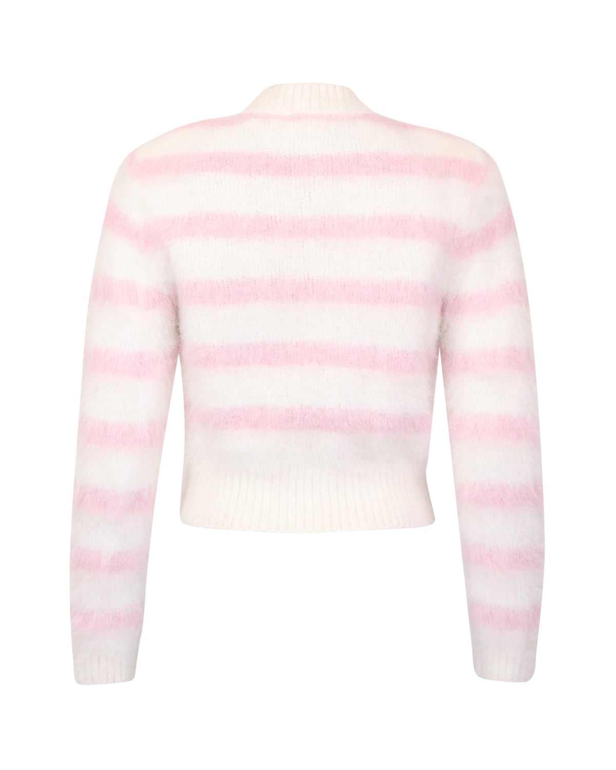 Hairy Knit Fitted Sweater, Pink Stripe. Image #6