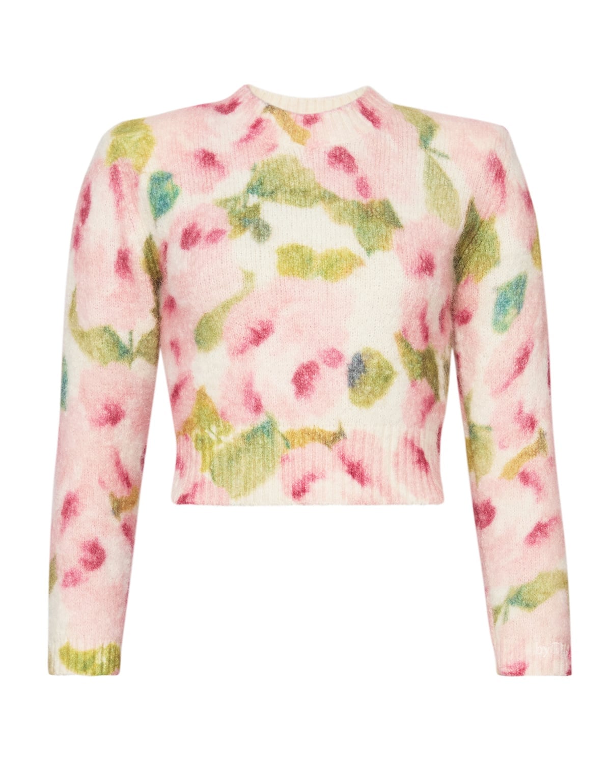 Hairy Knit Fitted Sweater, Blush Rose. Image #1