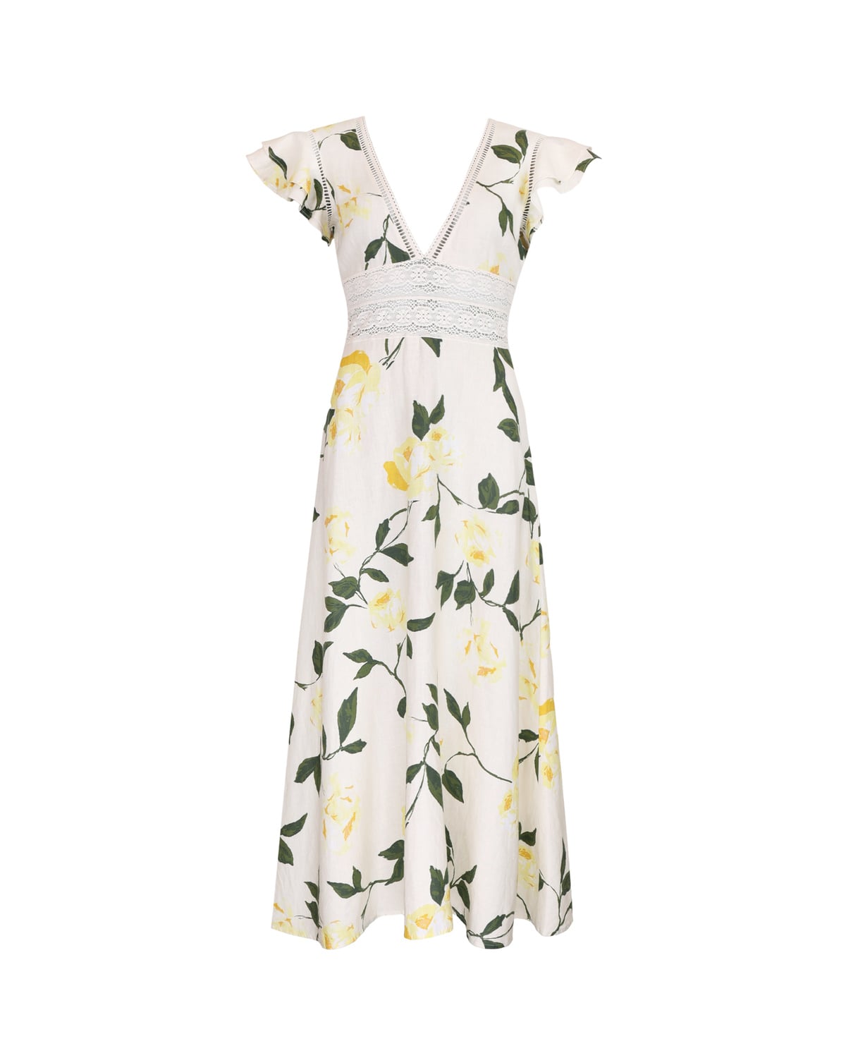 Linen V-Neck Dress, Sunlight. Image #2