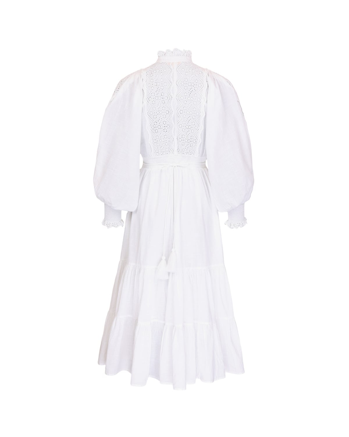 Cotton Slub Midi Dress, White. Image #4