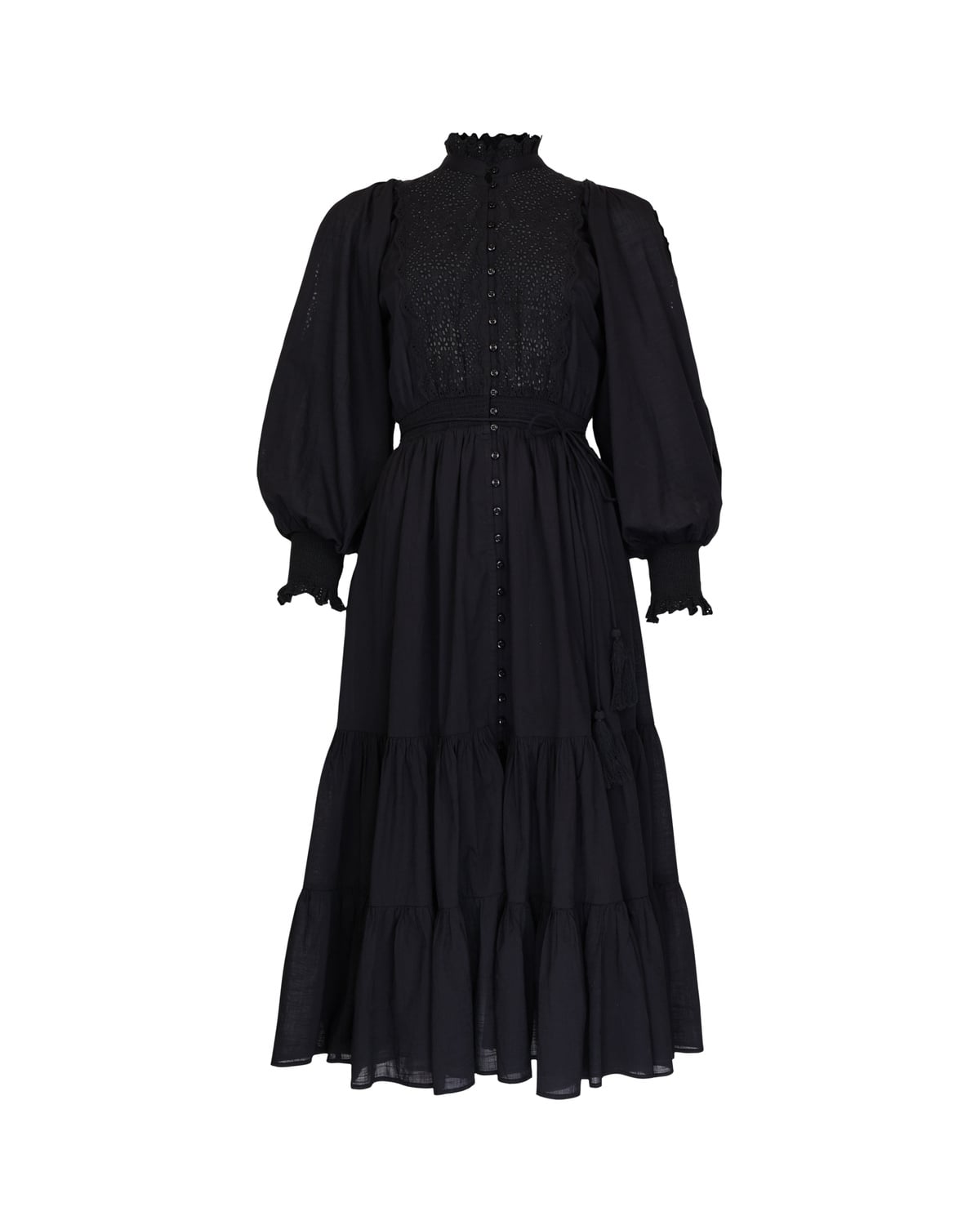 Cotton Slub Midi Dress, Black. Image #1