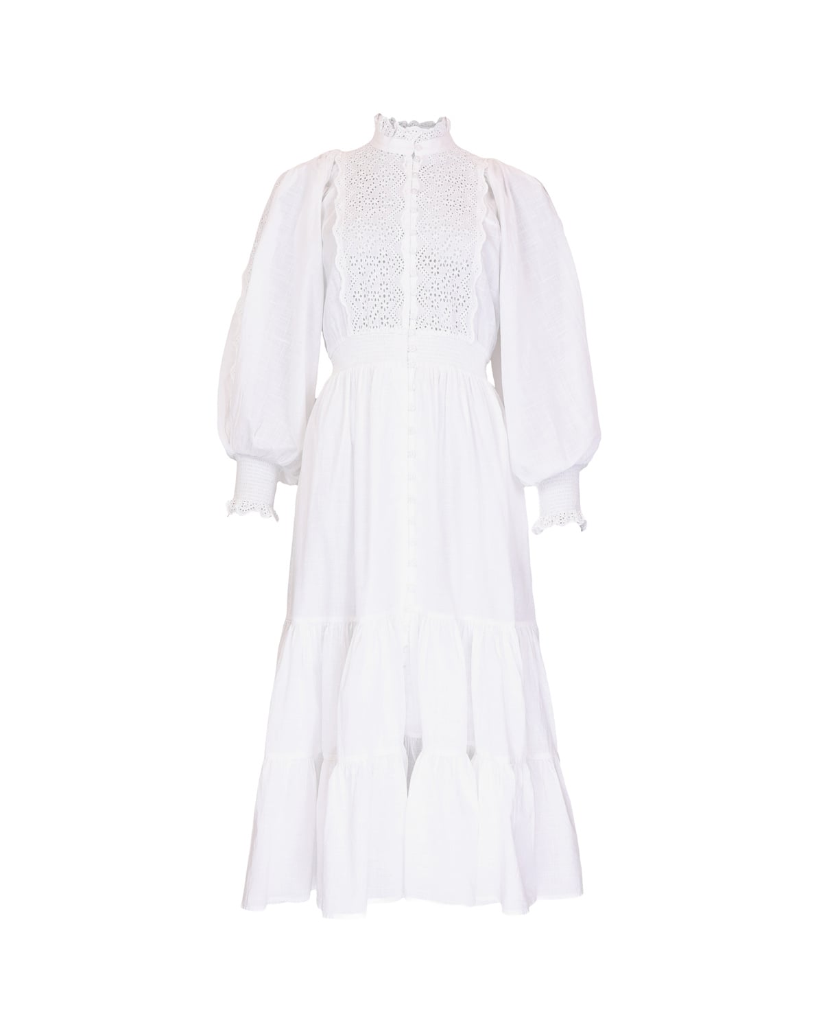Cotton Slub Midi Dress, White. Image #1