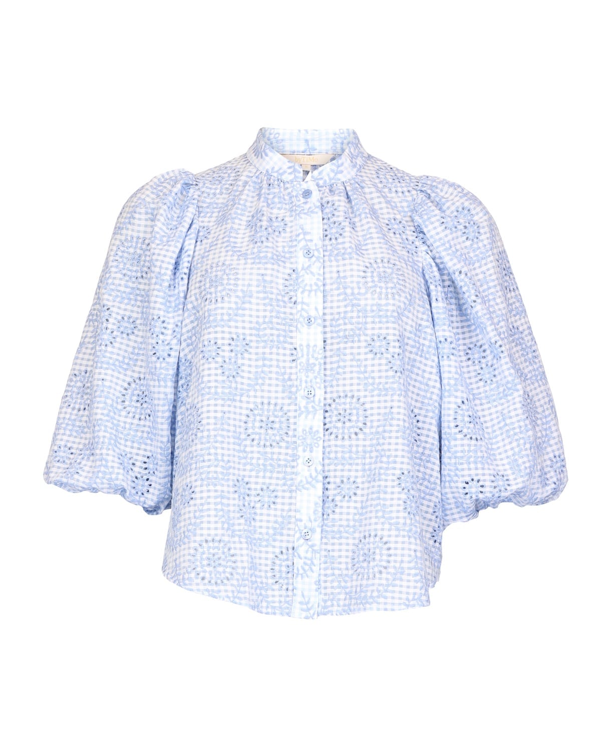 Checks Blouse, Light Blue. Image #1