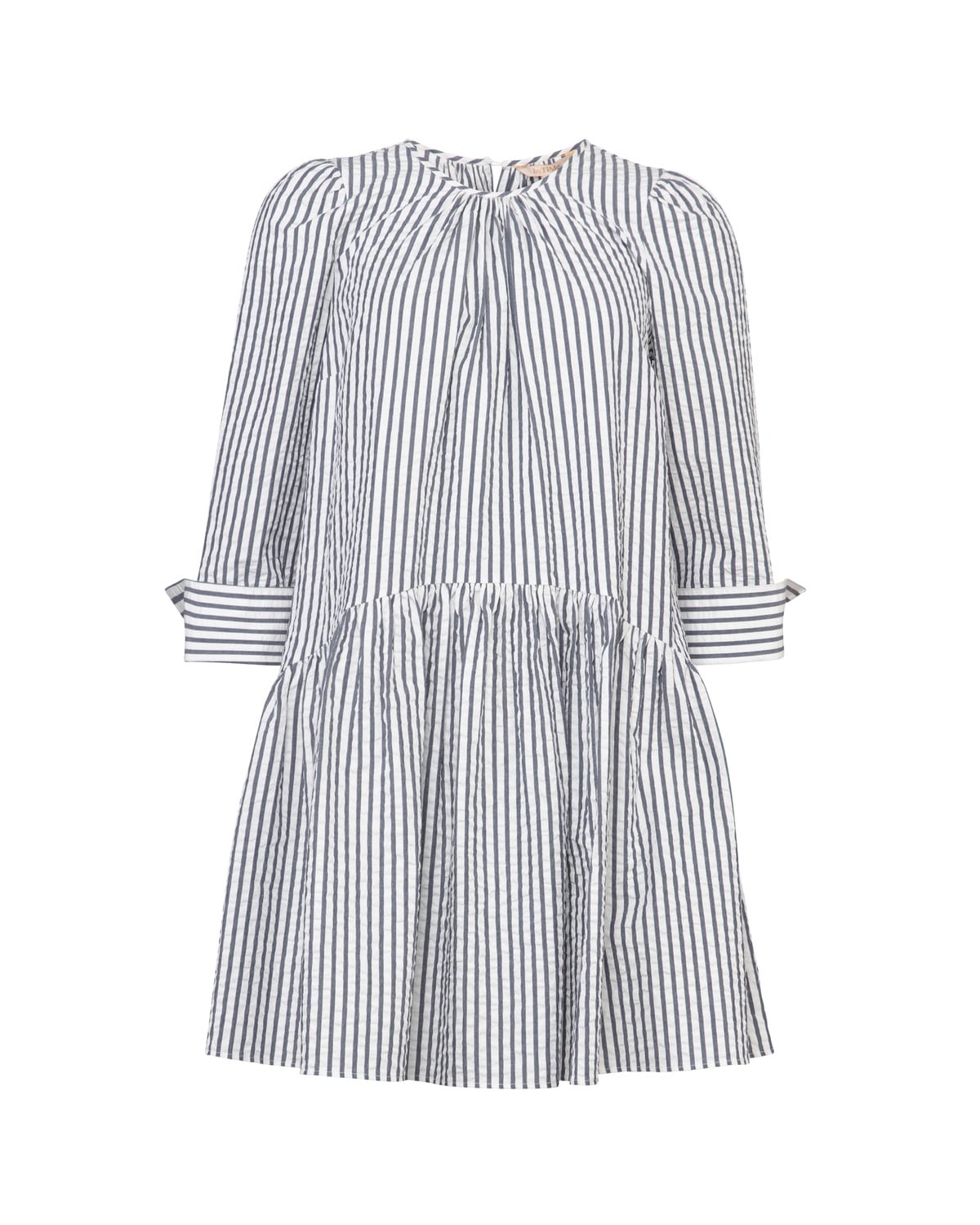 Seersucker Shift Dress, Marine Stripe. Image #1