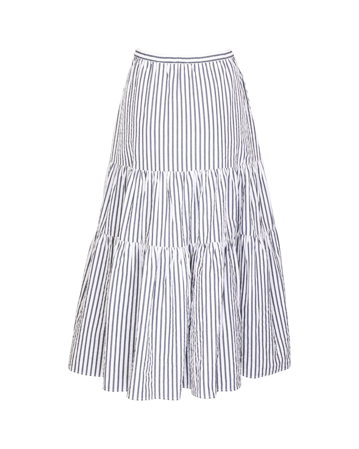 Seersucker Midi Skirt, Marine Stripe. Image #2