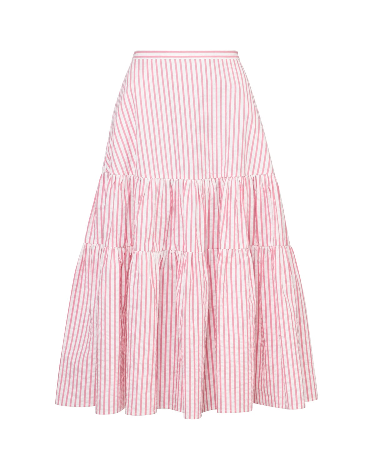 Seersucker Midi Skirt, Pink Stripe. Image #2