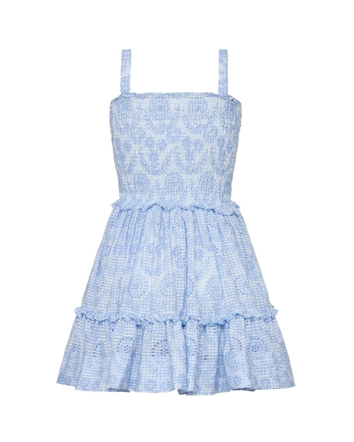 Checks Mini Dress, Light Blue. Image #2