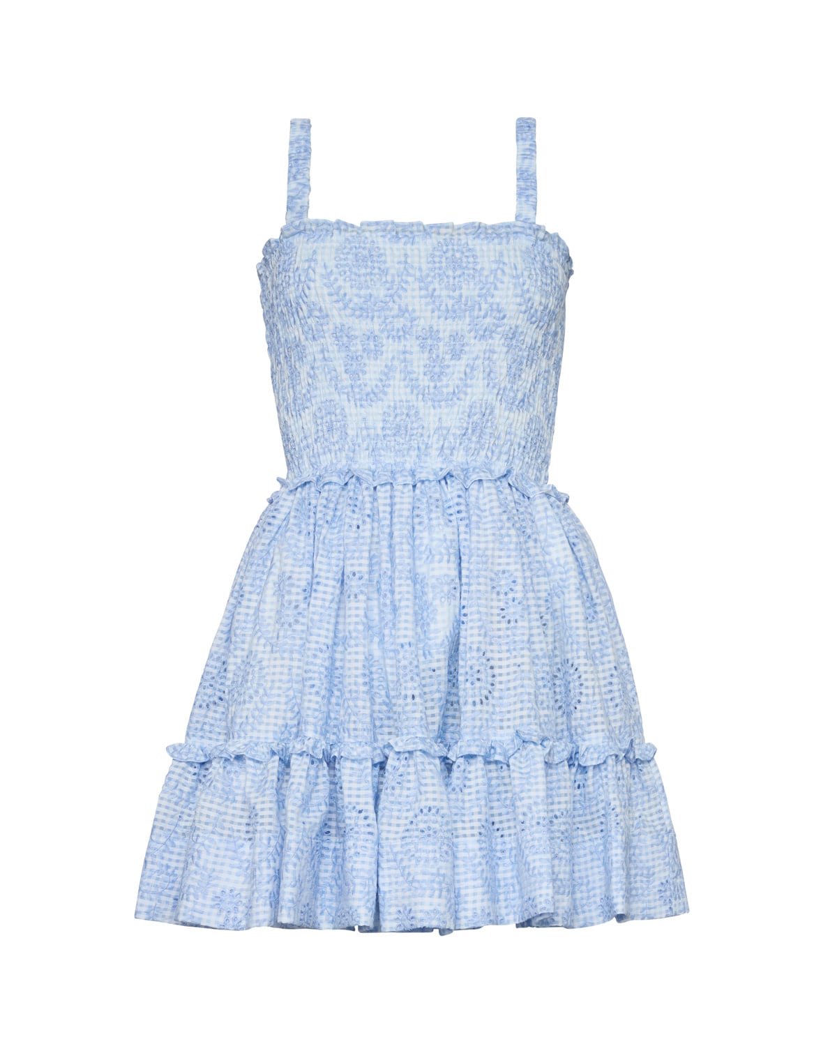Checks Mini Dress, Light Blue. Image #3