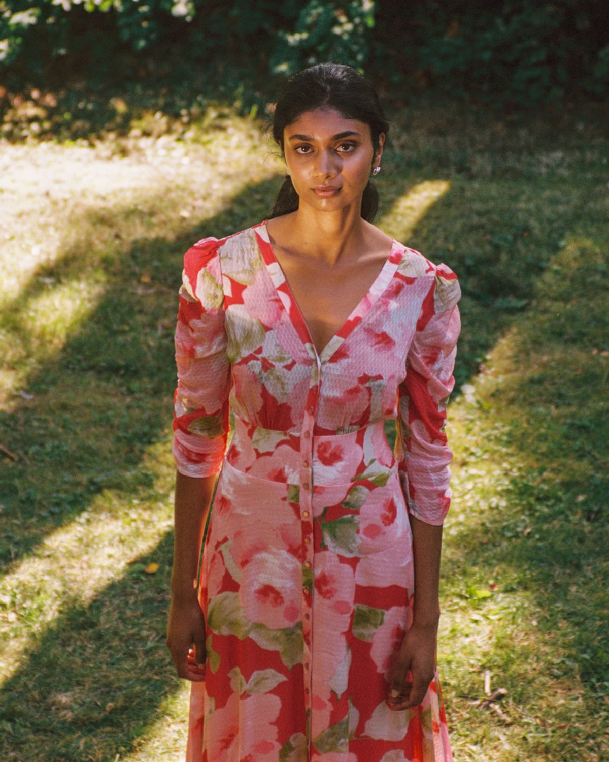 Dotted Georgette Button-Down Dress, Romance. Image #2