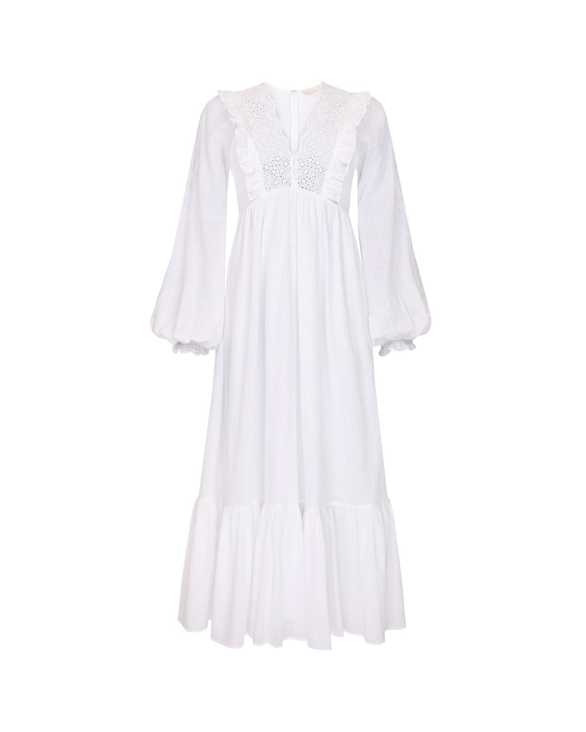 Cotton Slub Maxi Dress, White. Image #1