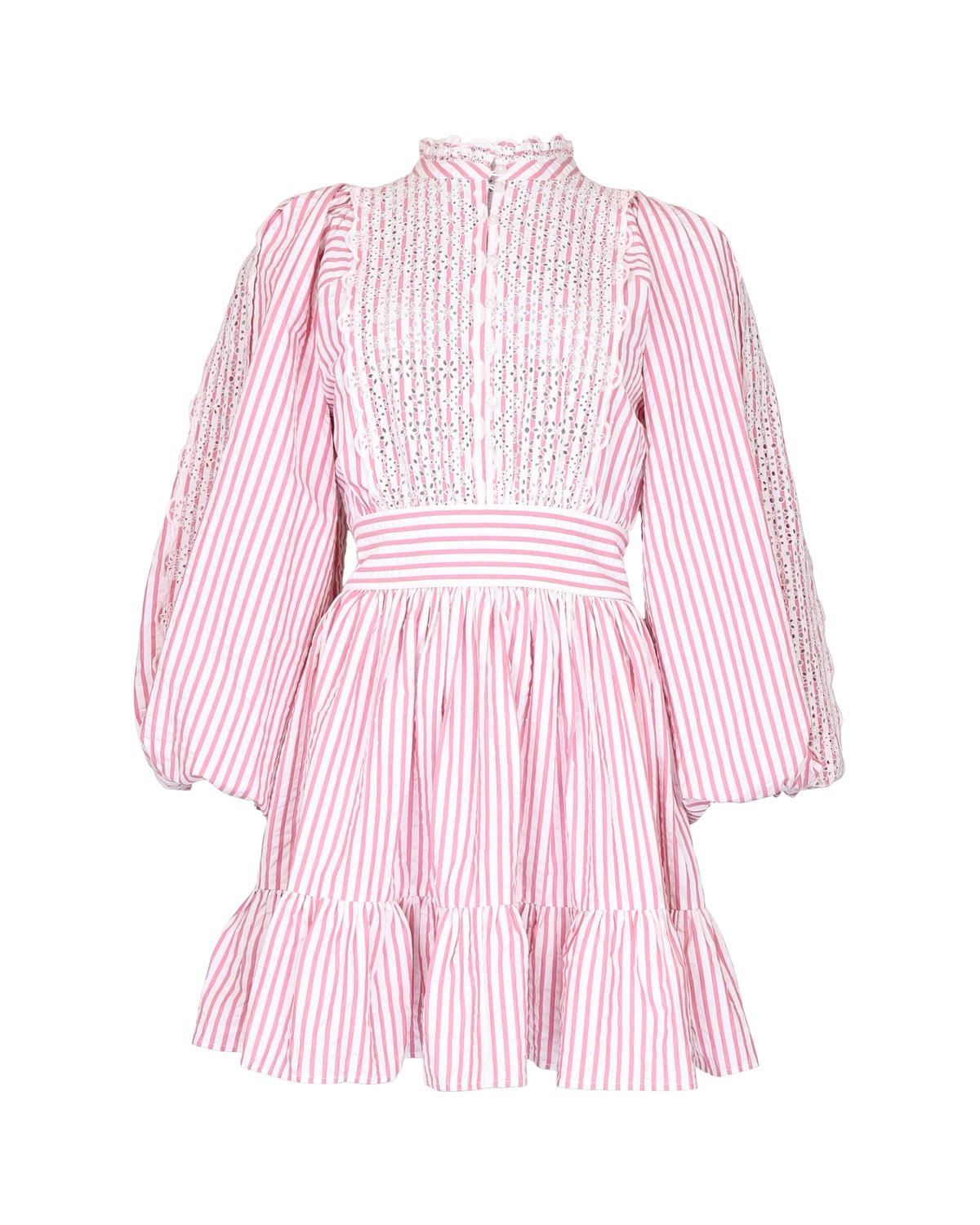 Seersucker Mini Dress, Pink Stripe. Image #1