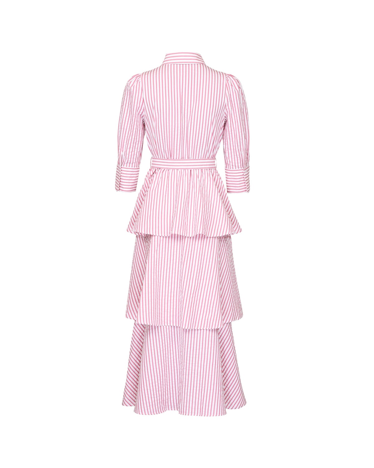 Seersucker Flounce Dress, Pink Stripe. Image #2