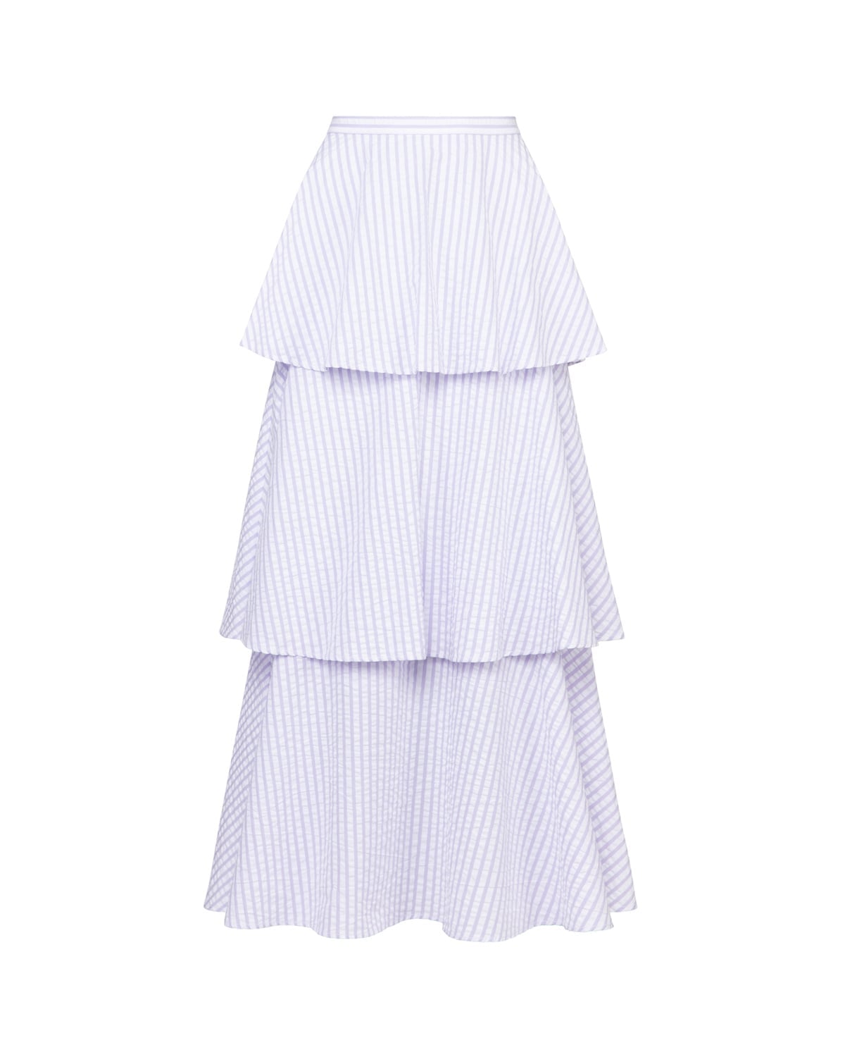 Seersucker Flounce Skirt, Lilac Stripe. Image #1