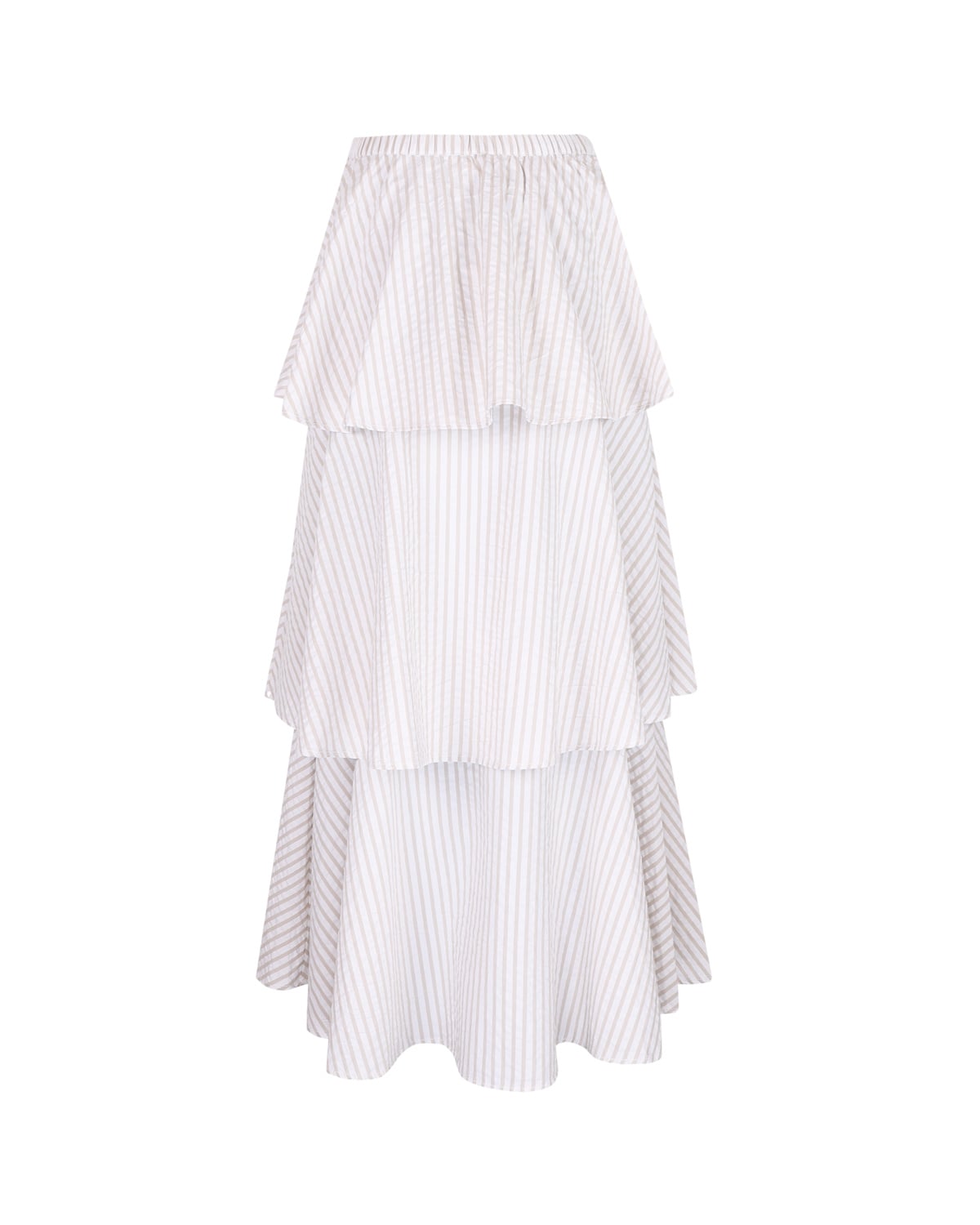 Seersucker Flounce Skirt, Khaki Stripe. Image #2