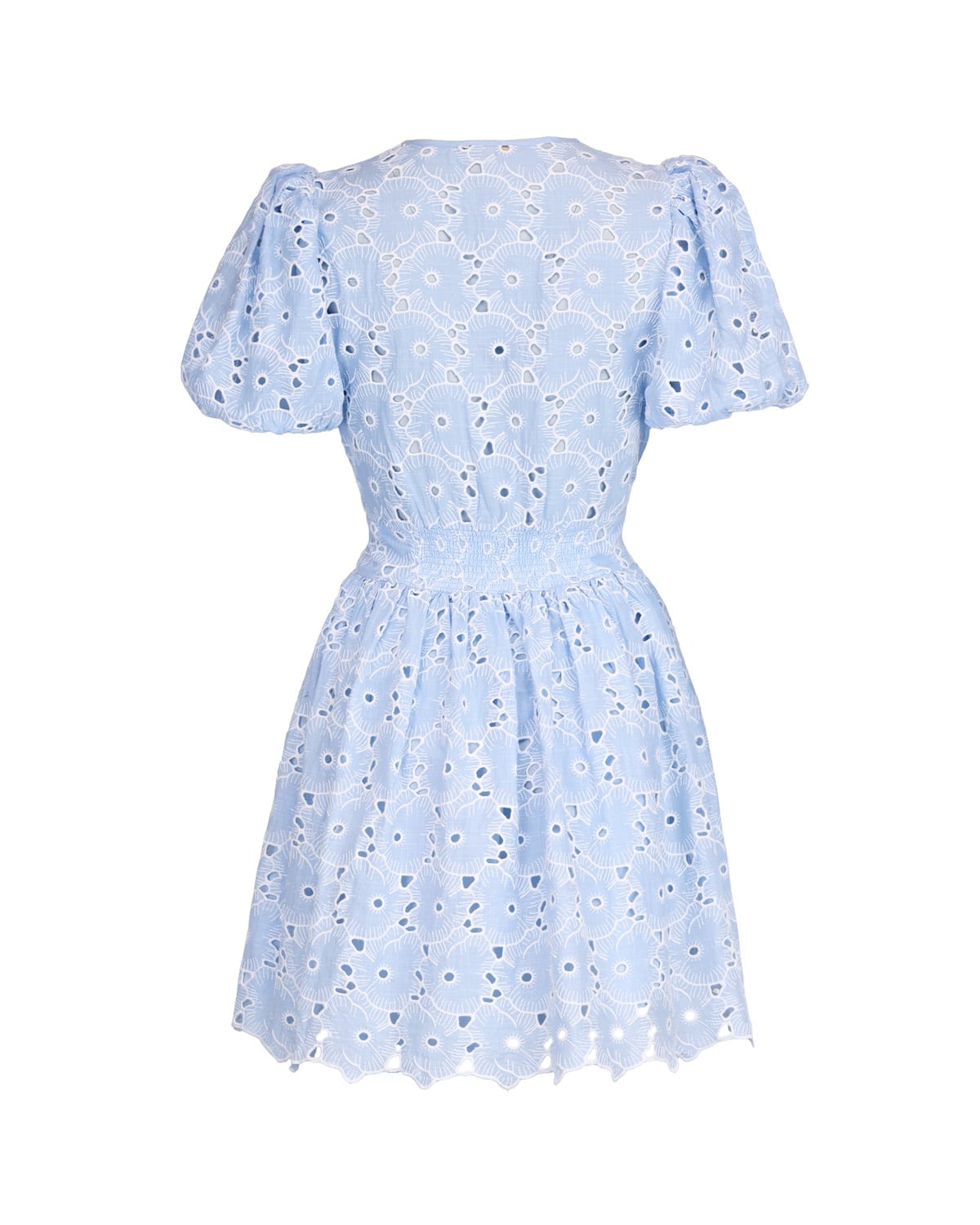 Broderie Anglaise Puffed Dress, Light Blue. Image #4