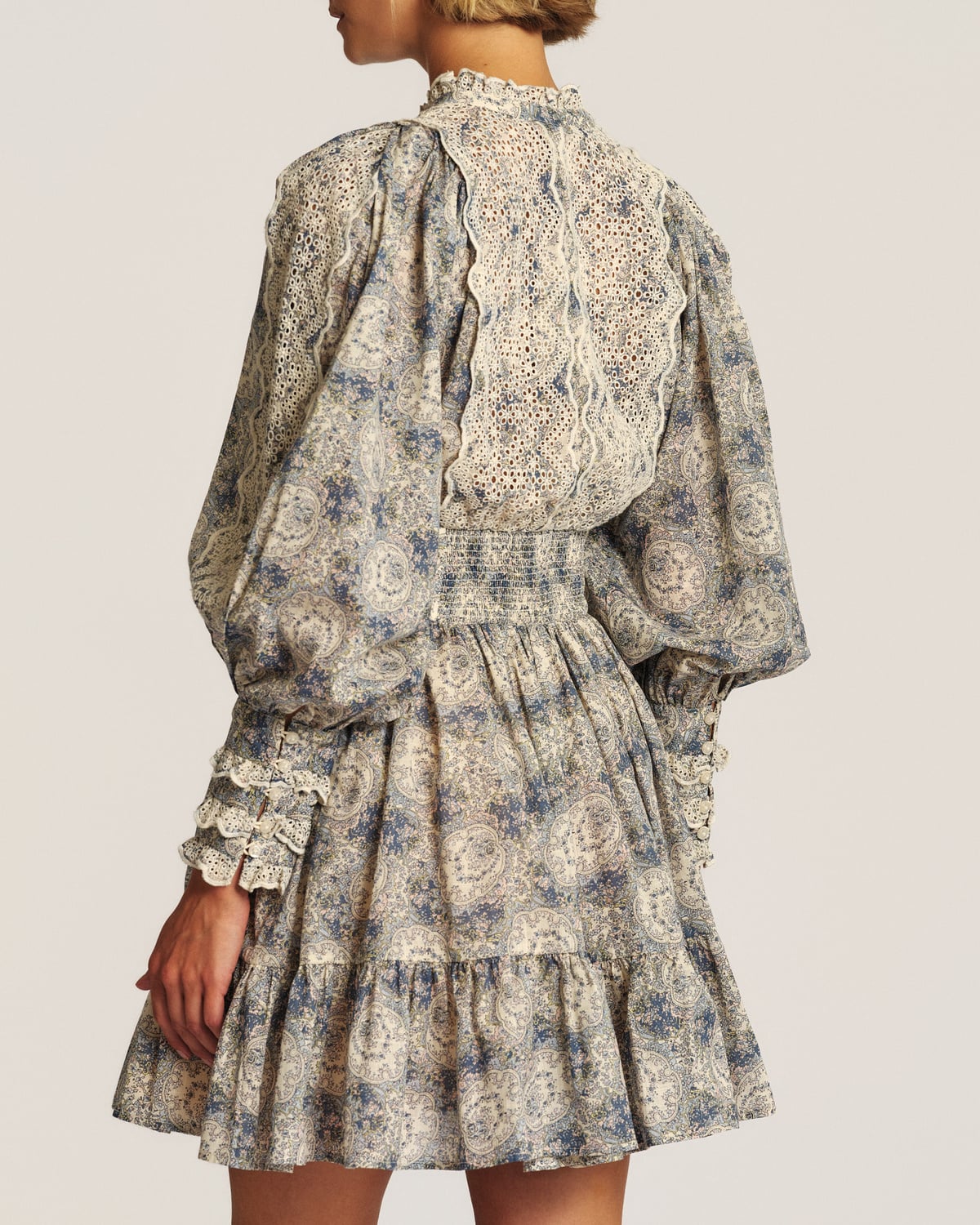 Cotton Slub Mini Dress, Blue Paisley. Image #3