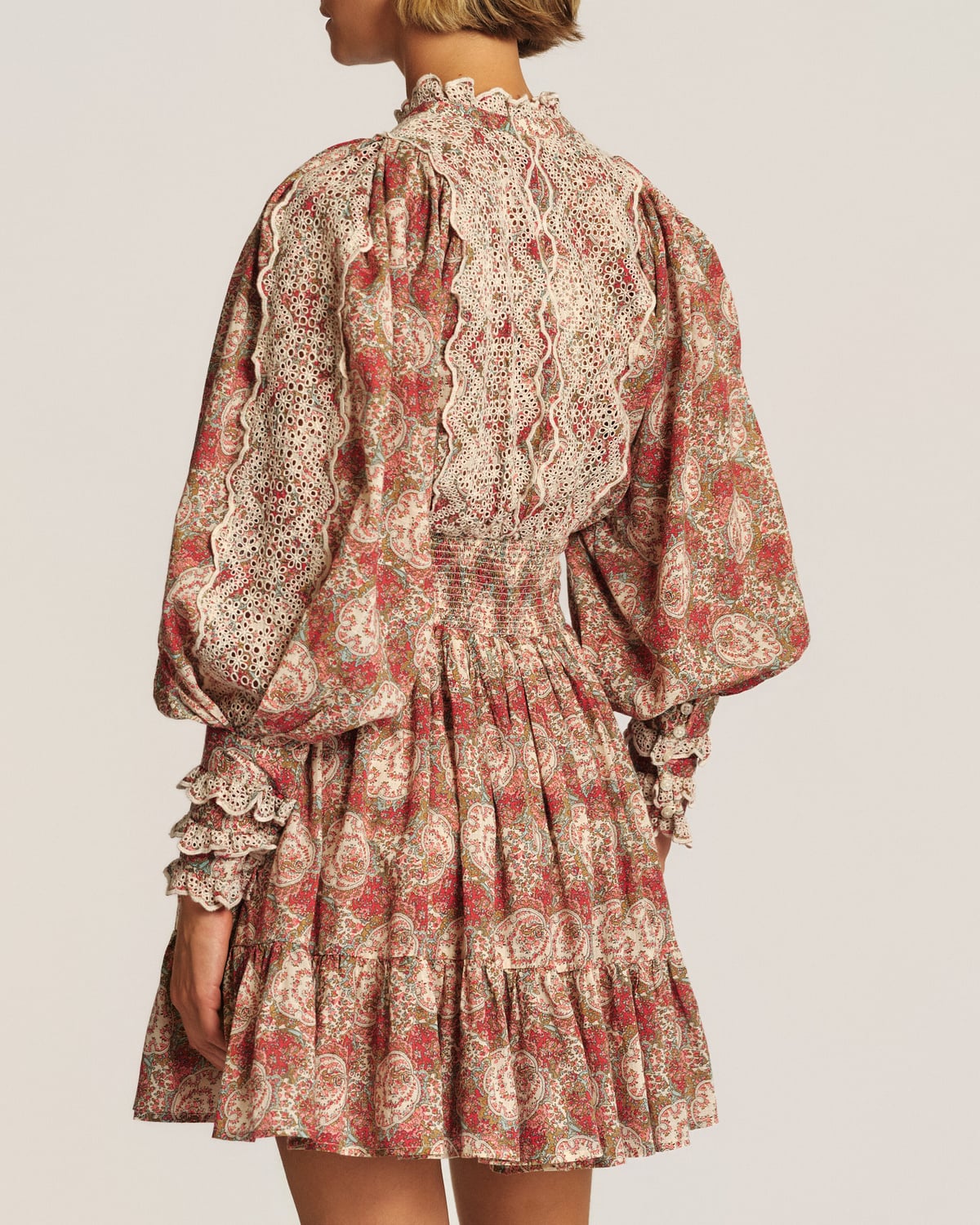 Cotton Slub Mini Dress, Red Paisley. Image #3
