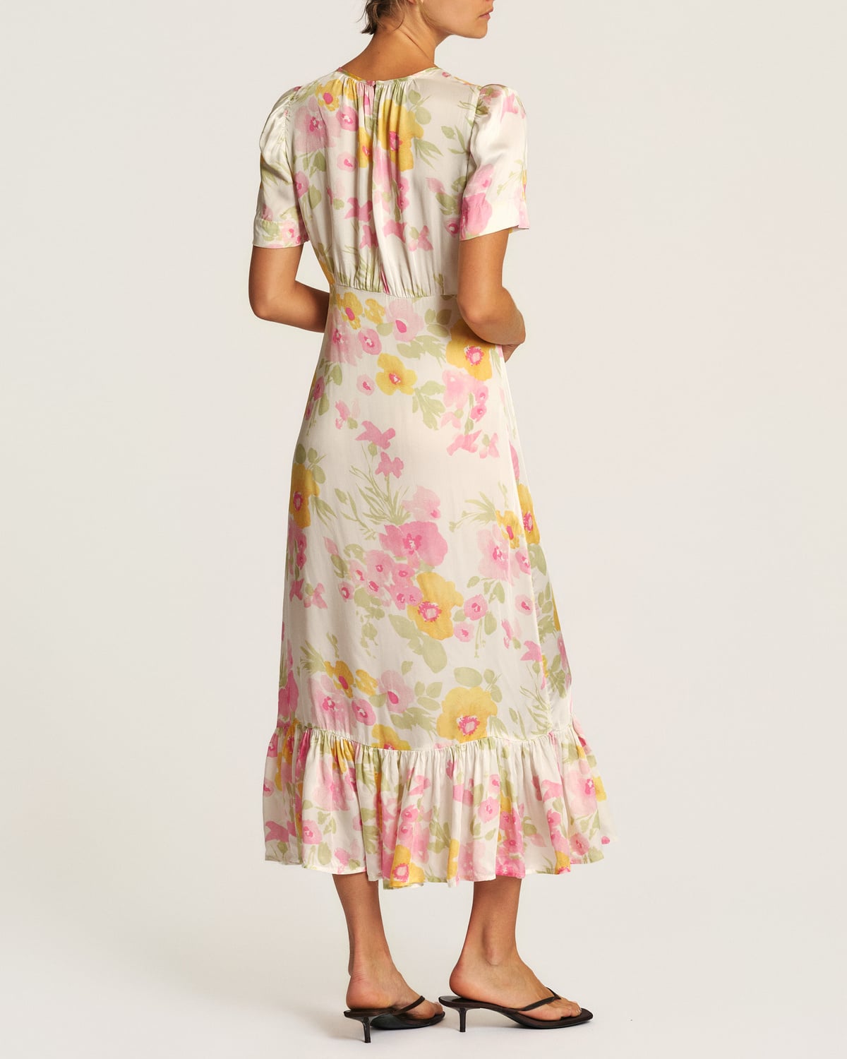 Satin Midi Dress, Bright Field. Image #3