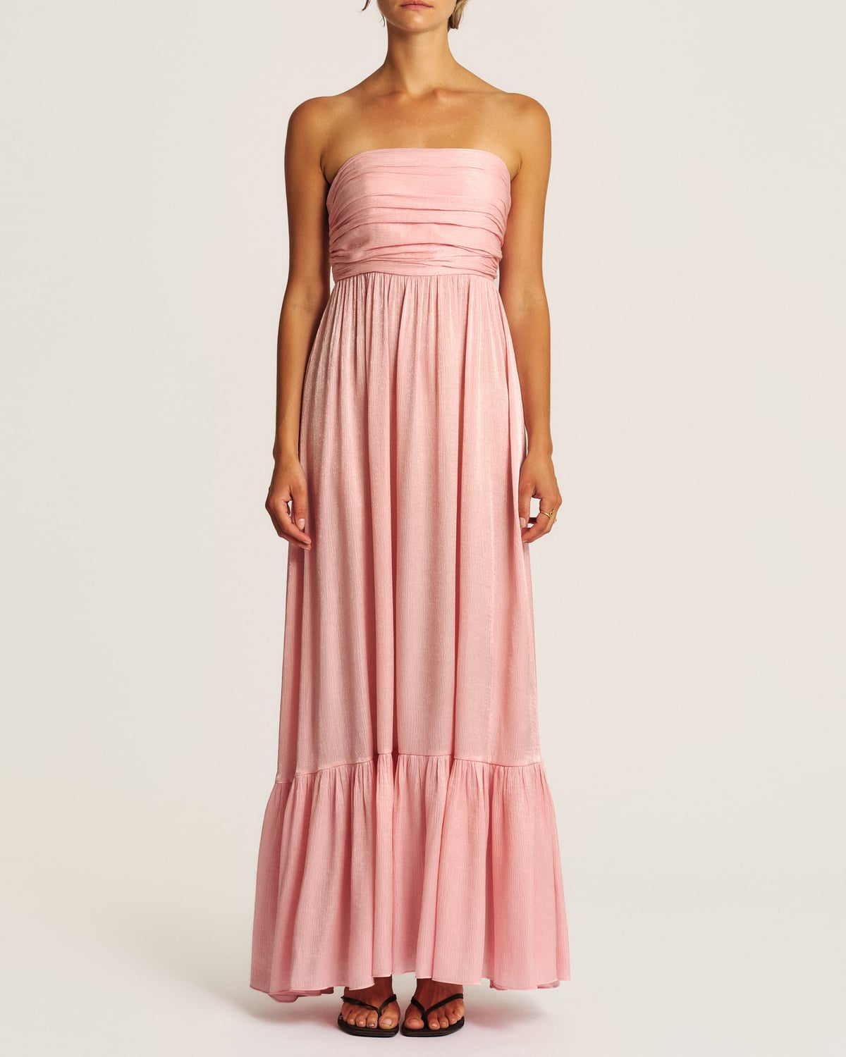 Shiny Bandeau Dress, Dusty Pink. Image #2