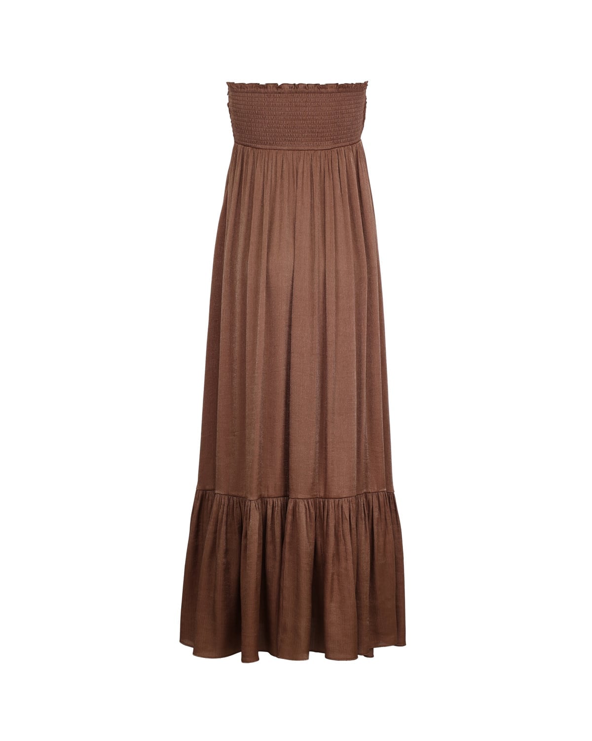 Shiny Bandeau Dress, Brown. Image #2