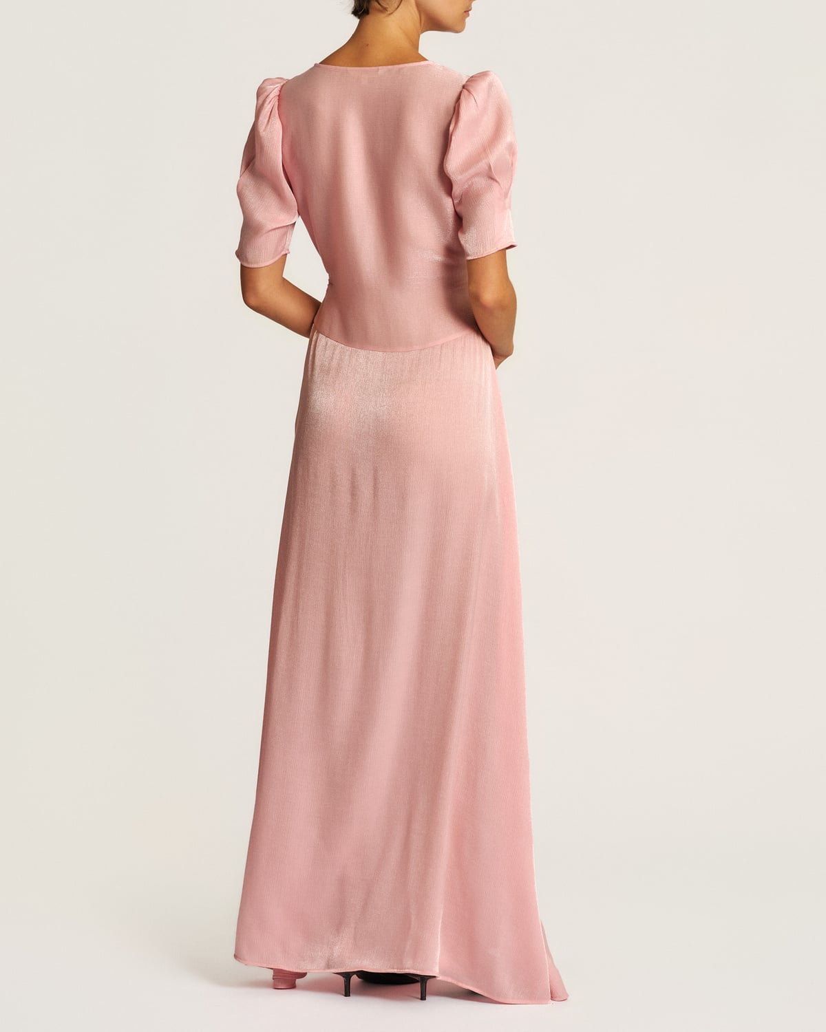 Shiny Button-Down Dress, Dusty Pink. Image #3