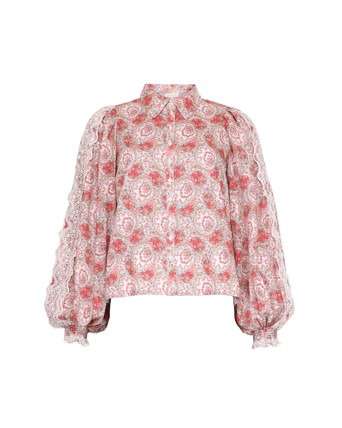 Cotton Slub Shirt, Red Paisley. Image #1